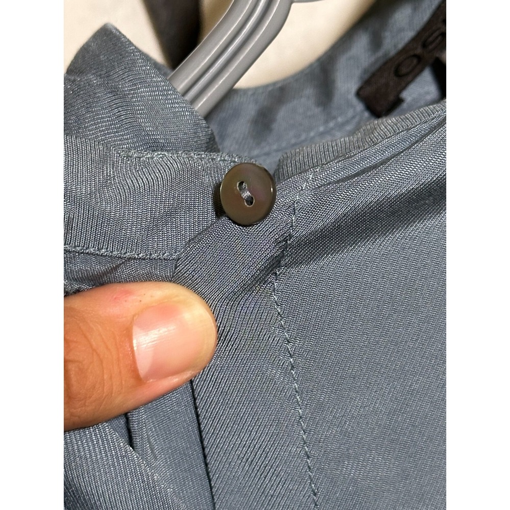 OSKA Blue Shirt Dress Fly Button Up  Mid Length Light Weight Size 2 Size 8/10 - Picture 5 of 10